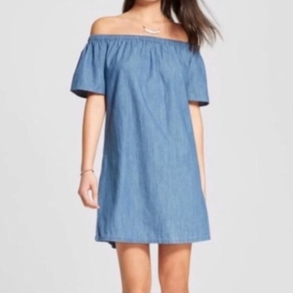 Merona Dresses & Skirts - Denim Off The Shoulder Dress